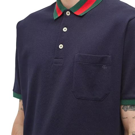 gucci mens black polo shirt with red and green colar|authentic gucci polo shirts.